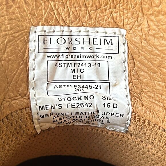 Men’s Florsheim CROSSOVER WORK STEEL TOE
Plain Toe Oxford shoes 15D - Picture 8 of 12